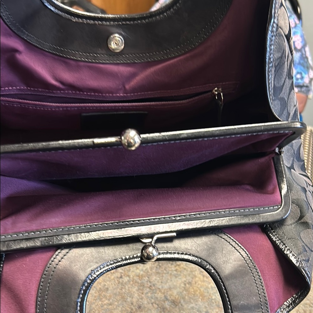 Coach Black Signature Jacquard Shoulder Hobo - Picture 6 of 7